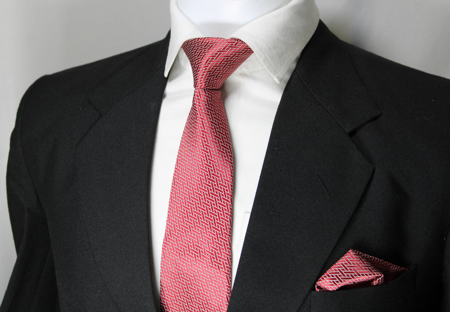 Red Geometric Tie & Pocket Square
