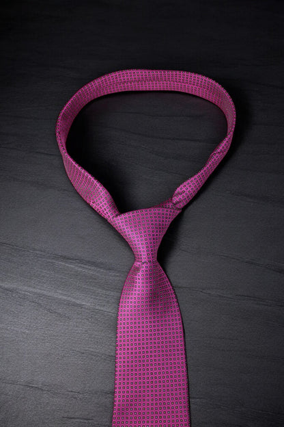 Magenta Geometric Tie & Pocket Square