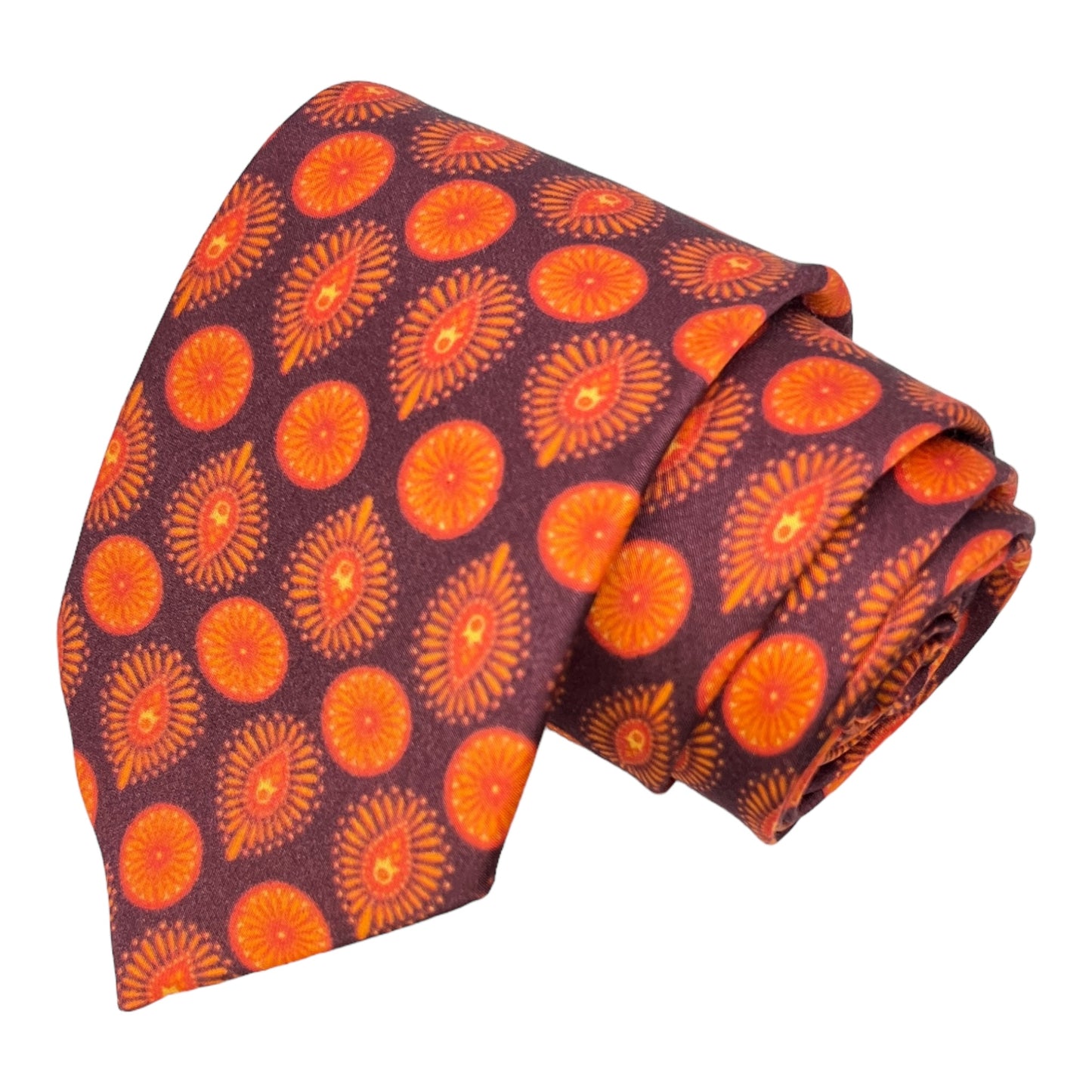 Orange Classic Printed Silk Tie