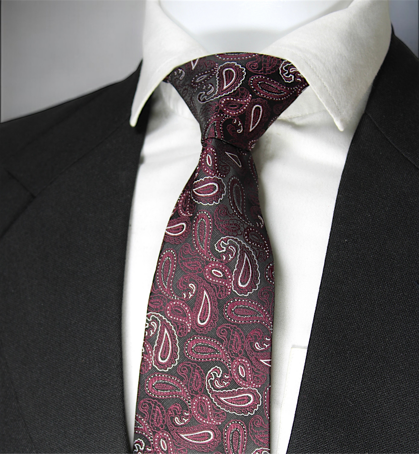 Elegant Wine Paisley Tie & Pocket Square