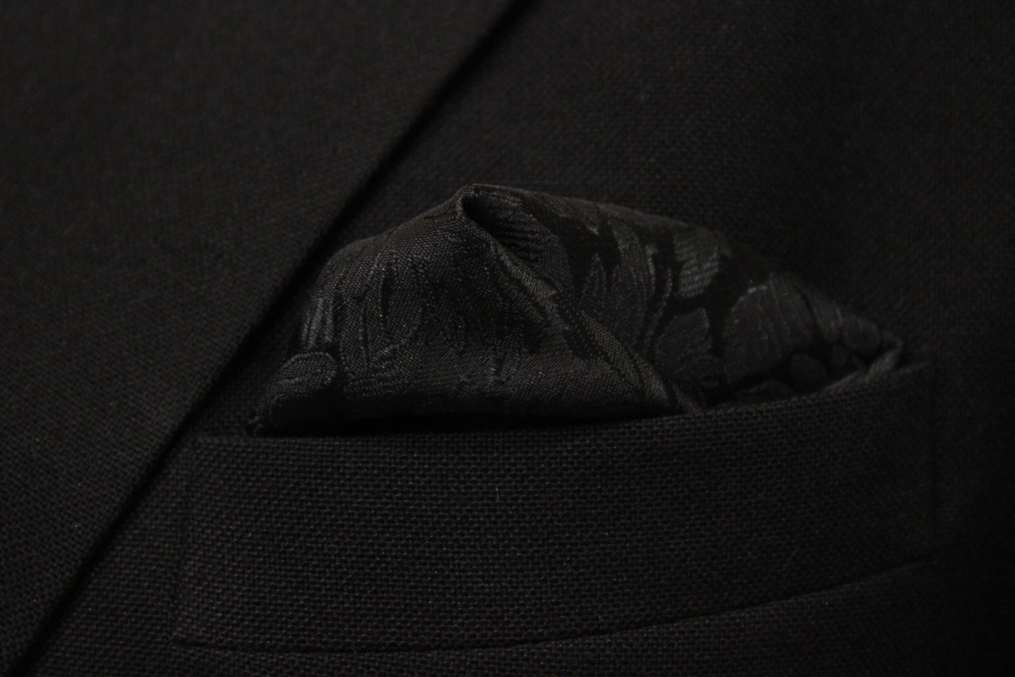 Black Self Floral Tie & Pocket Square