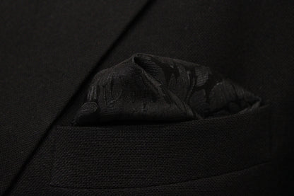 Black Self Floral Tie & Pocket Square