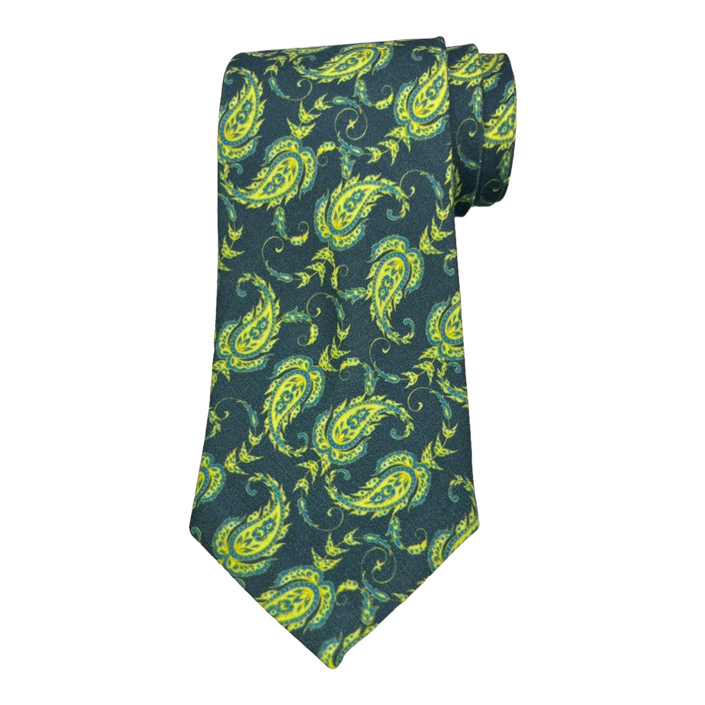 Green Paisley Printed Silk Tie