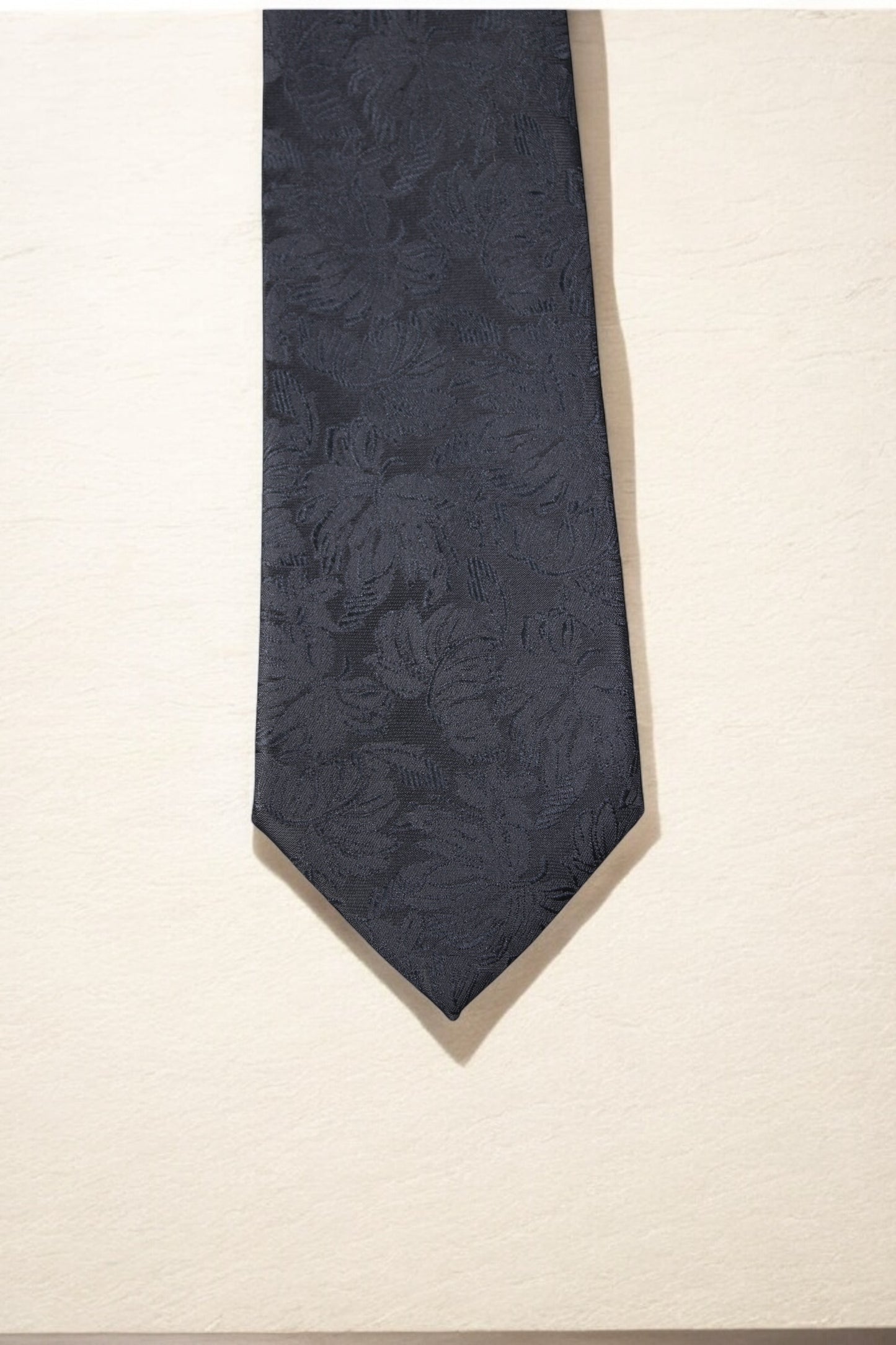 Black Self Floral Tie & Pocket Square
