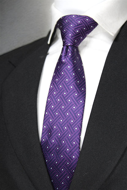 Elegant Purple Geometric Tie & Pocket Square