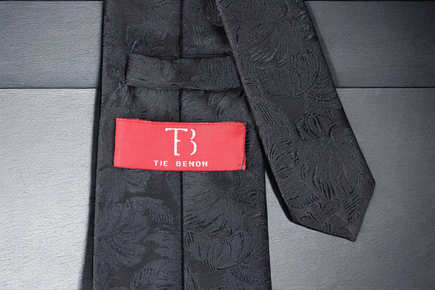 Black Self Floral Tie & Pocket Square