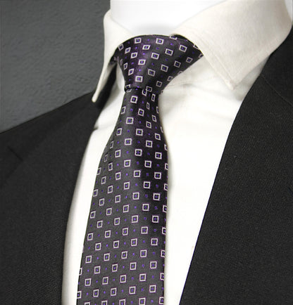 Dark Purple Geometric Tie & Pocket Square