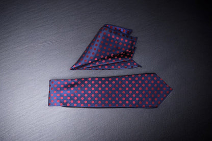 Classic Navy & Maroon Polka Tie & Pocket Square