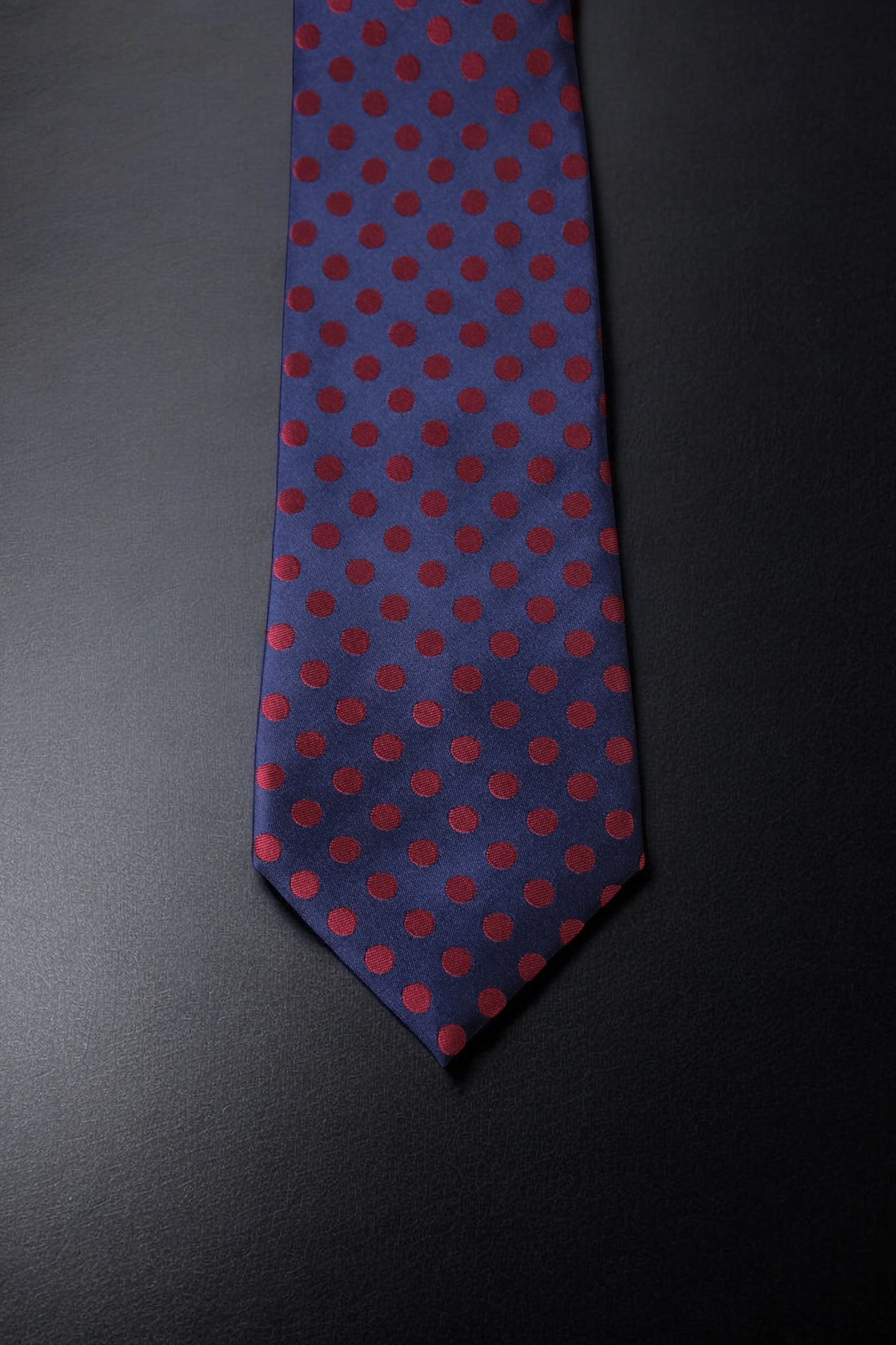 Classic Navy & Maroon Polka Tie & Pocket Square