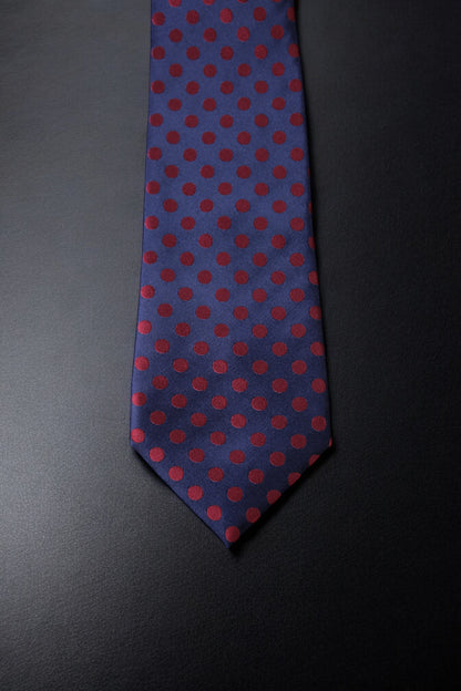 Classic Navy & Maroon Polka Tie & Pocket Square