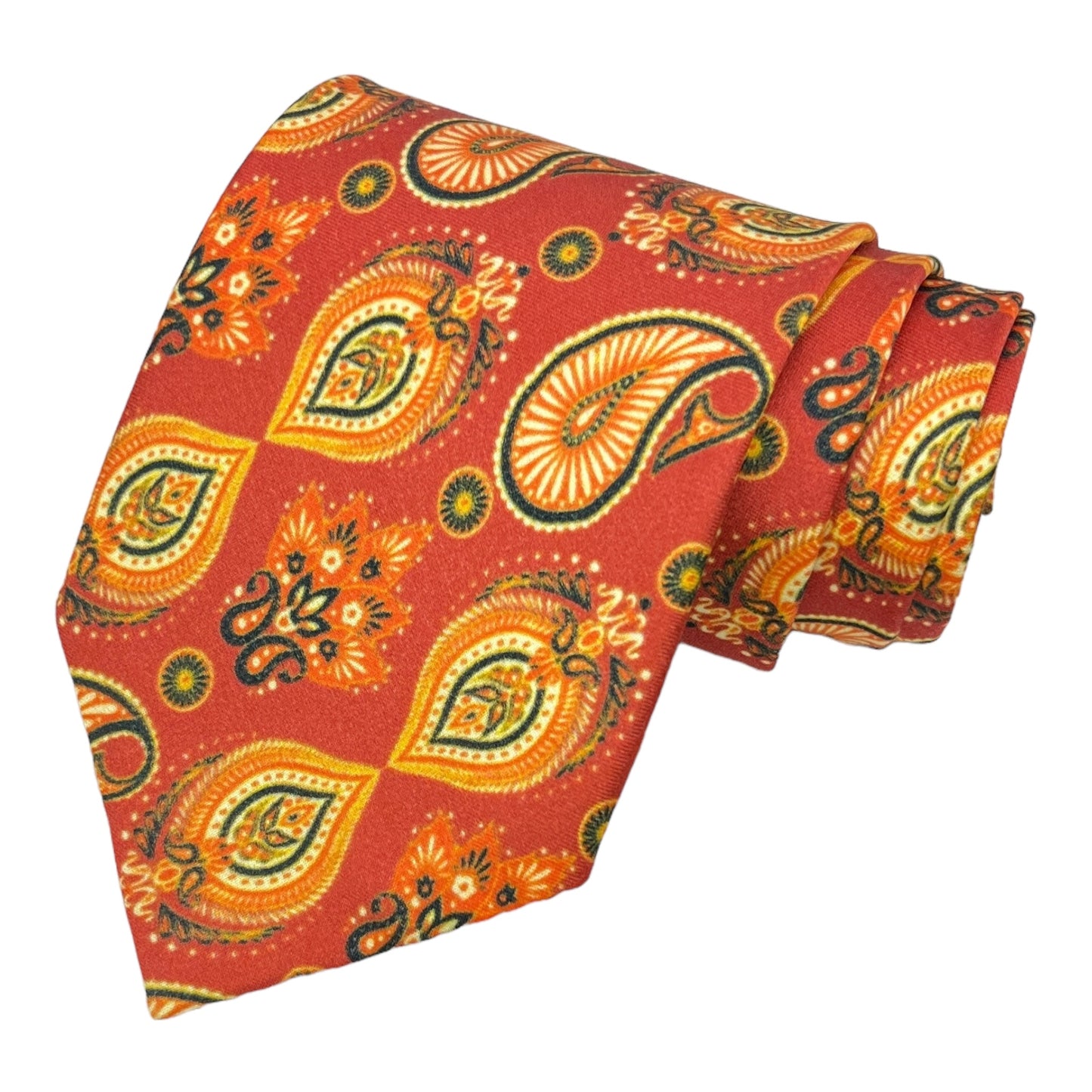 Saffron Paisley Printed Silk Tie