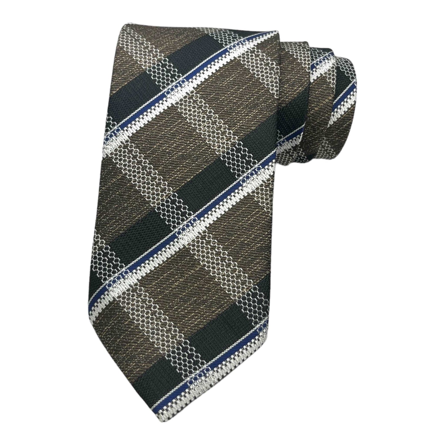 Brown Plaid Tie And Pocket Square