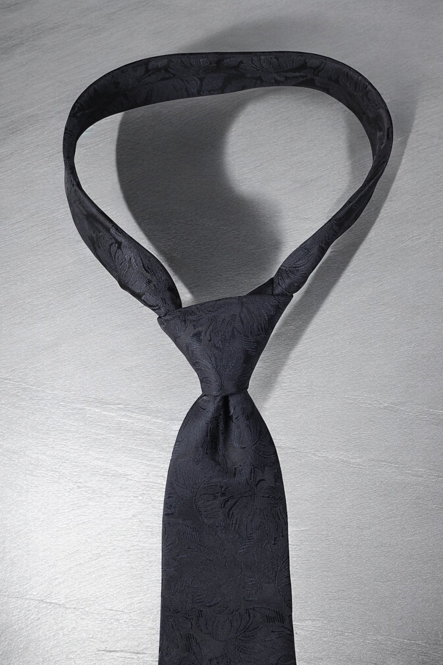 Black Self Floral Tie & Pocket Square