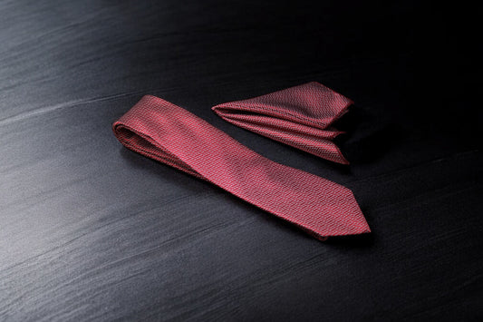 Red Geometric Tie & Pocket Square
