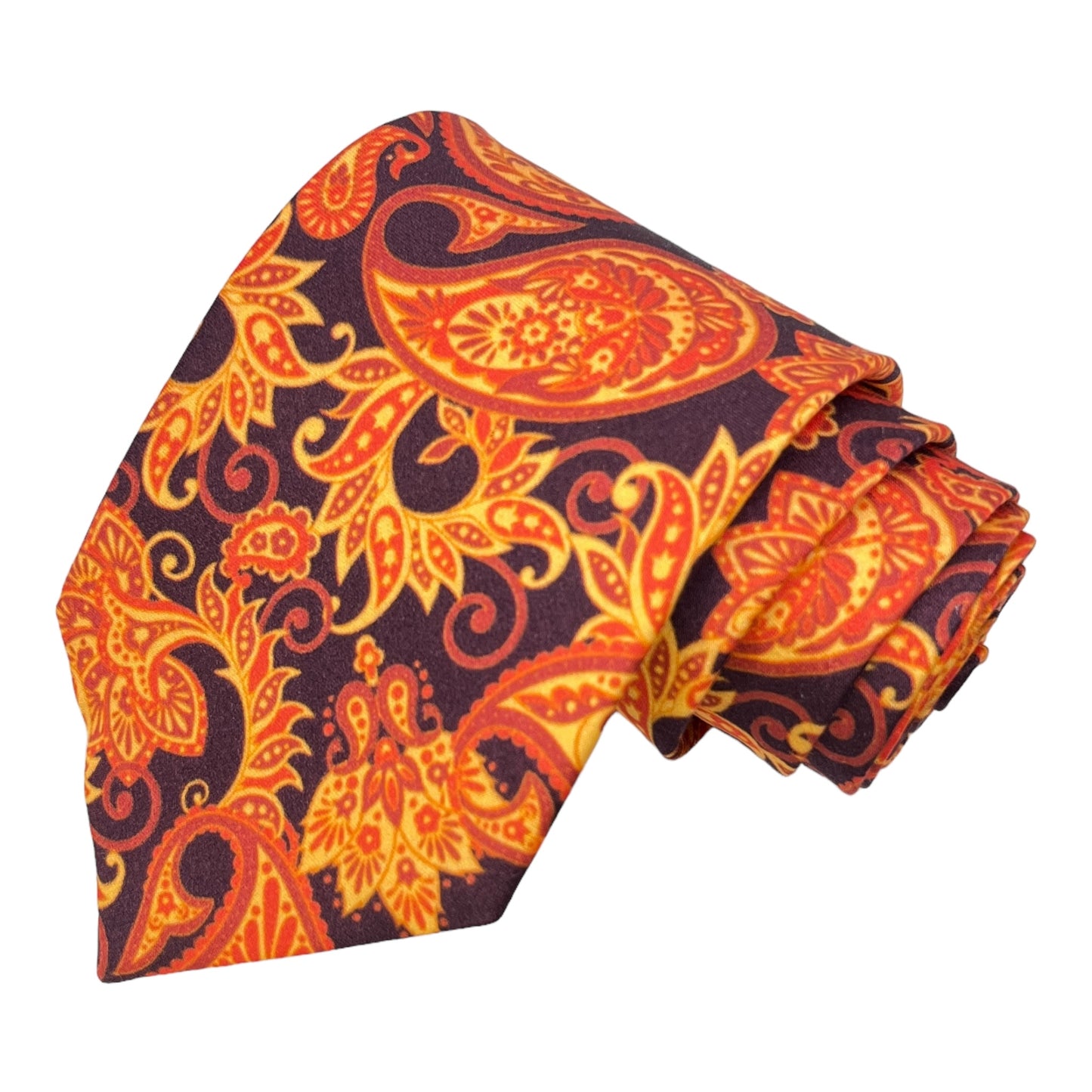 Copper Paisley Printed Silk Tie