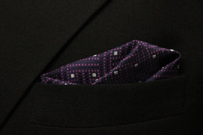 Elegant Purple Geometric Tie & Pocket Square