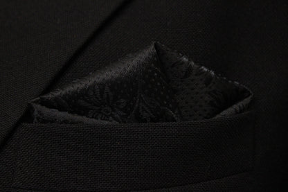 Classy Black Floral Tie & Pocket Square