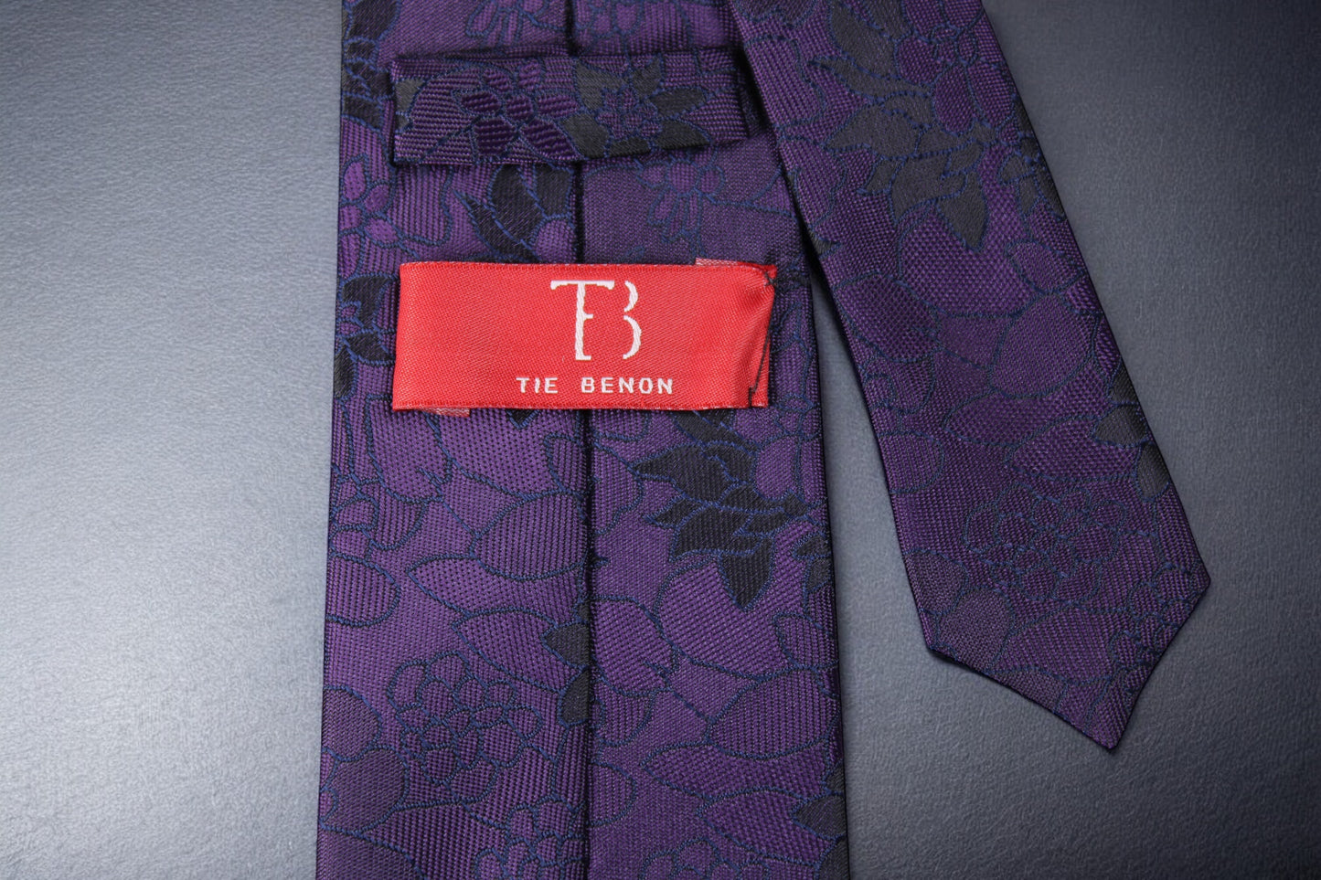 Dark Purple Floral Tie & Pocket Square