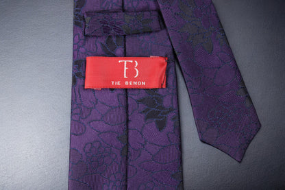 Dark Purple Floral Tie & Pocket Square