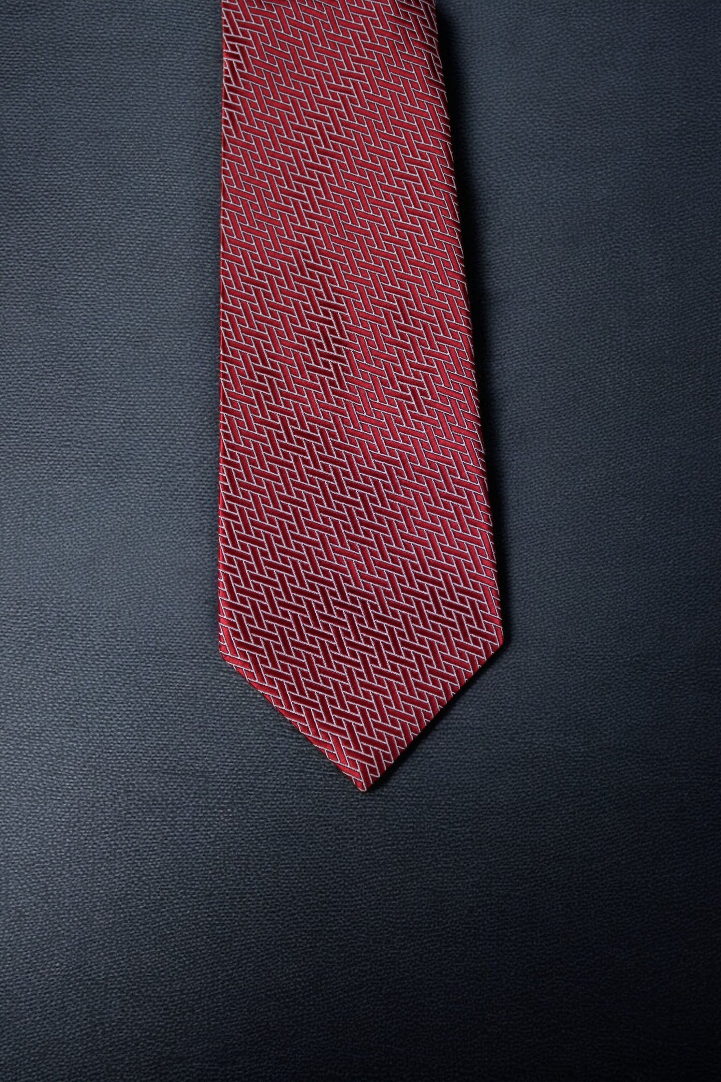Red Geometric Tie & Pocket Square