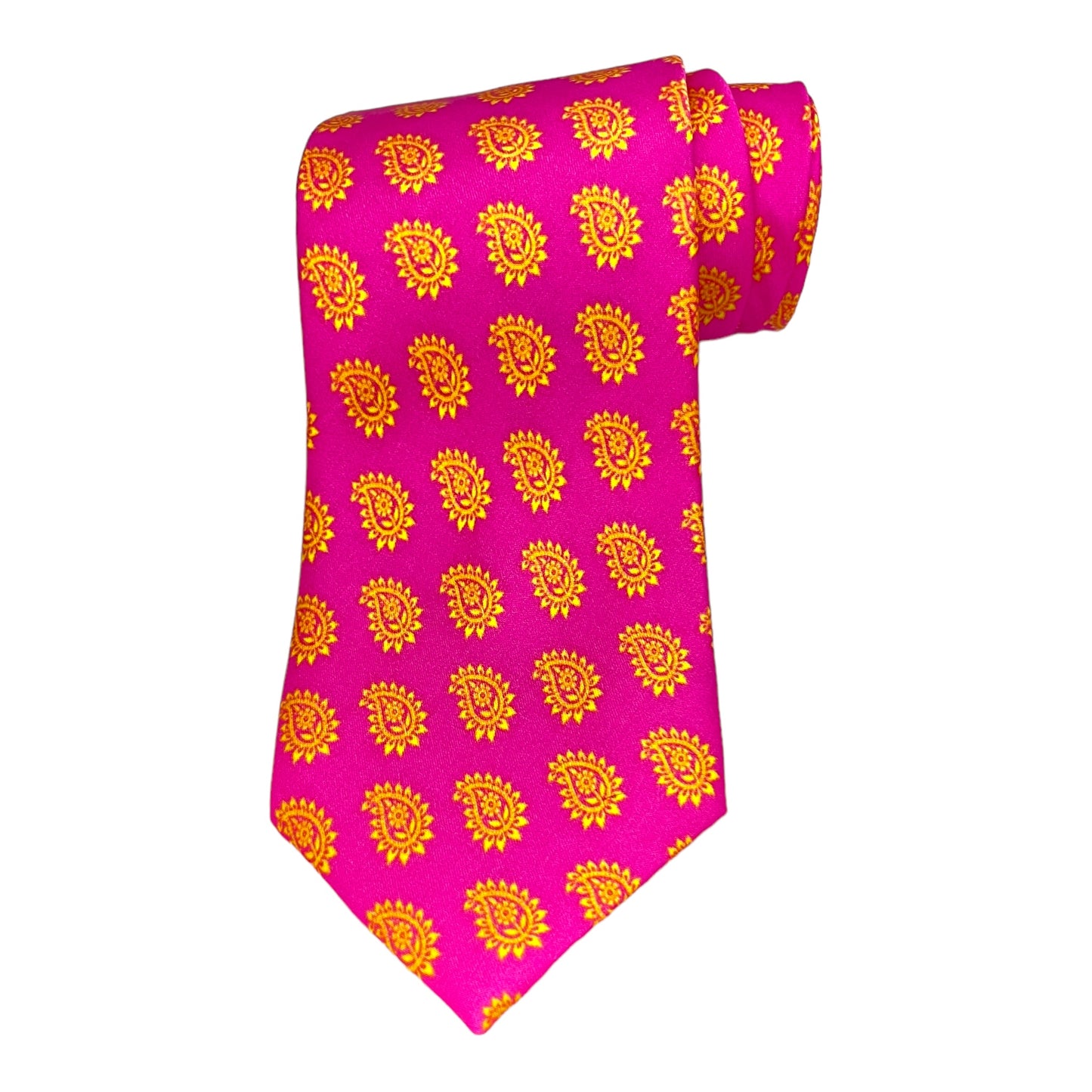 Hot Pink Paisley Printed Silk Tie