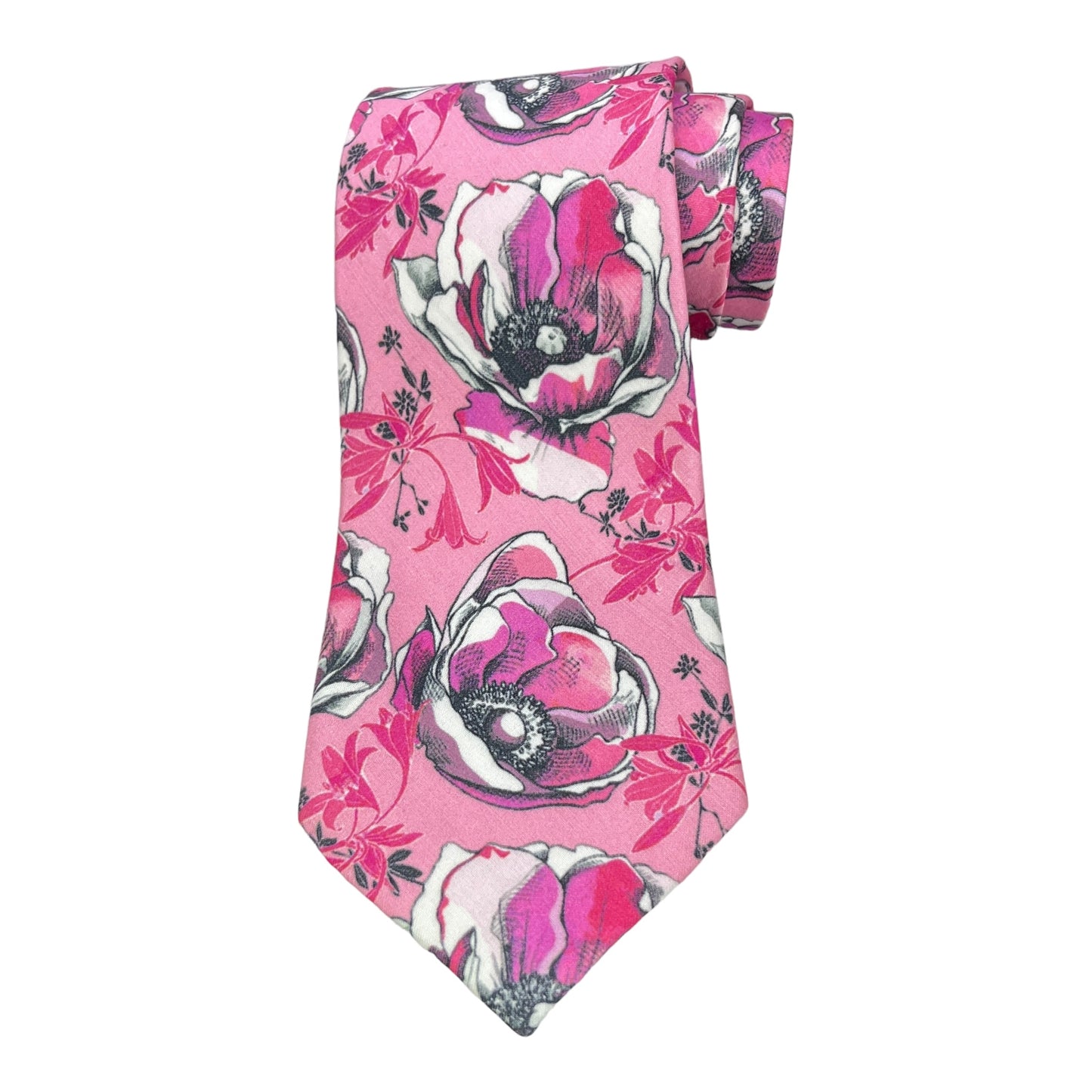 Pink Floral Printed Silk Tie