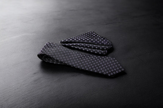 Dark Purple Geometric Tie & Pocket Square