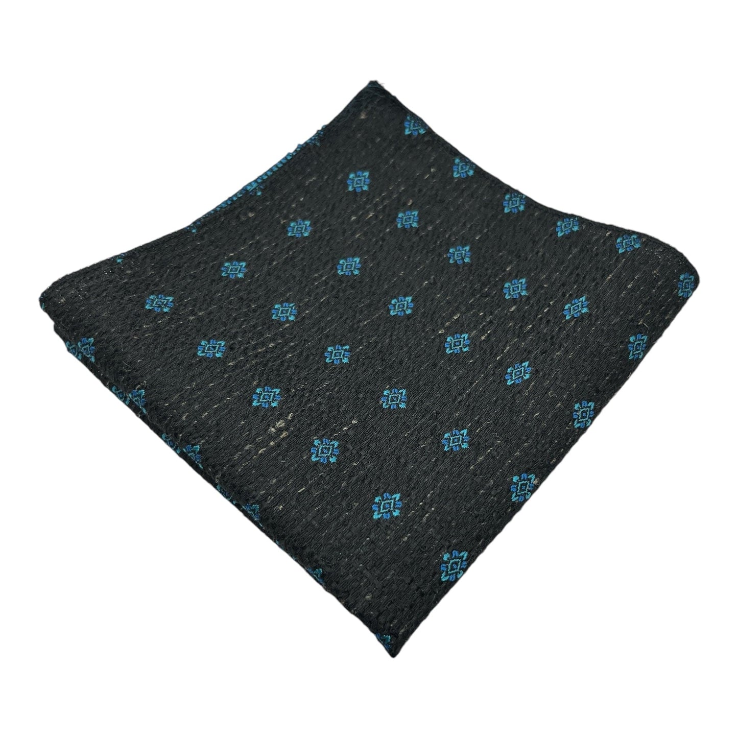 Black Geometric Broad Cashmere Tie And Pocket Square Combo