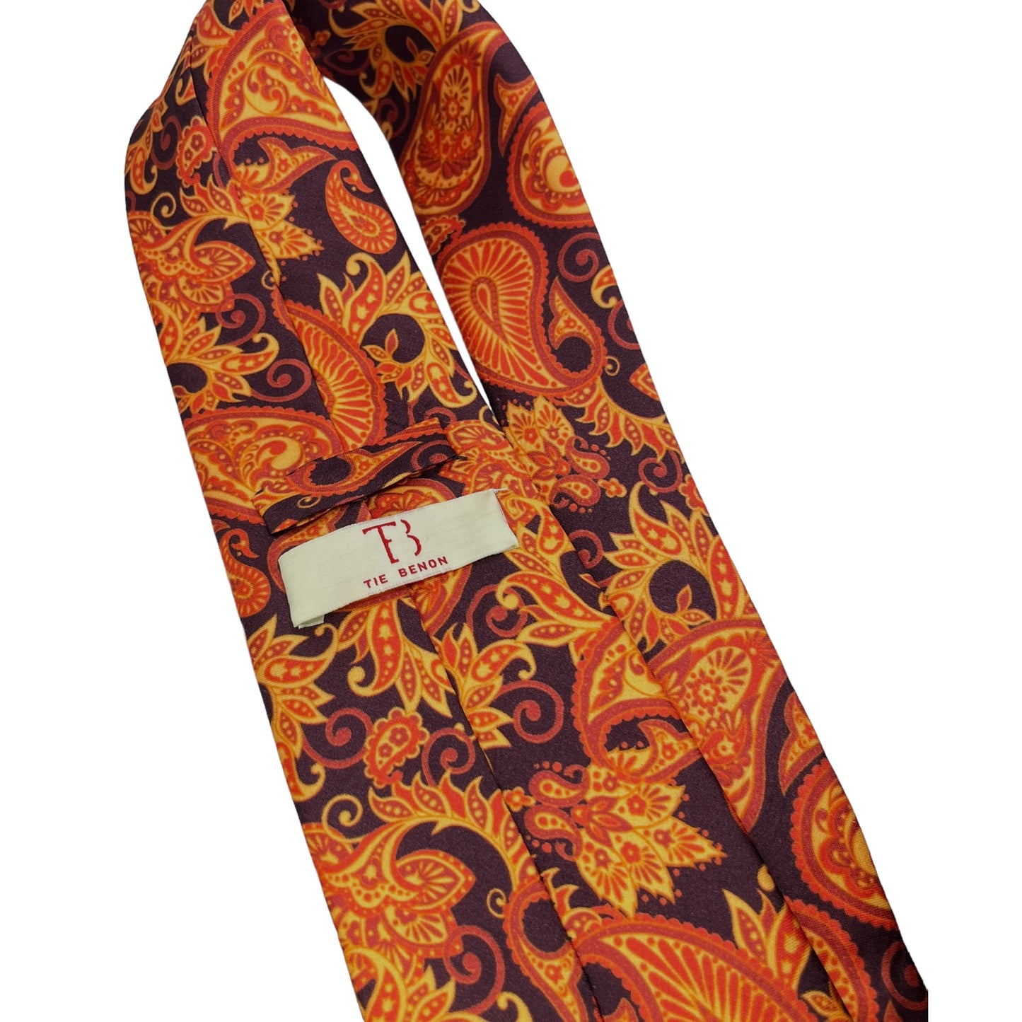 Copper Paisley Printed Silk Tie