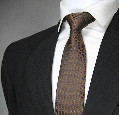 Brown Geometric Tie & Pocket Square