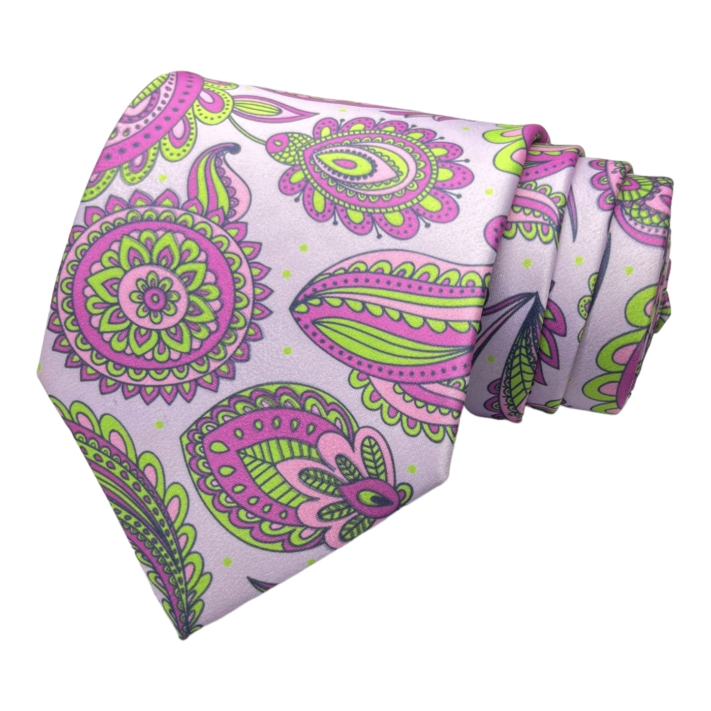 Lavender Broad Printed Paisley Tie And Pocket Square Combo