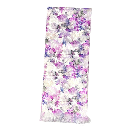 Magenta Floral Printed Scarf With Pocket Square