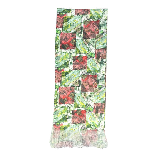 Multicolor Leafy Block  Printed Scarf With Pocket Square