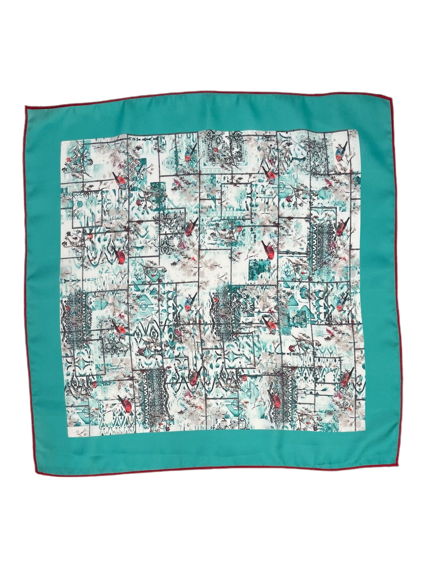 Mint Blue Geometric Printed Pocket Square