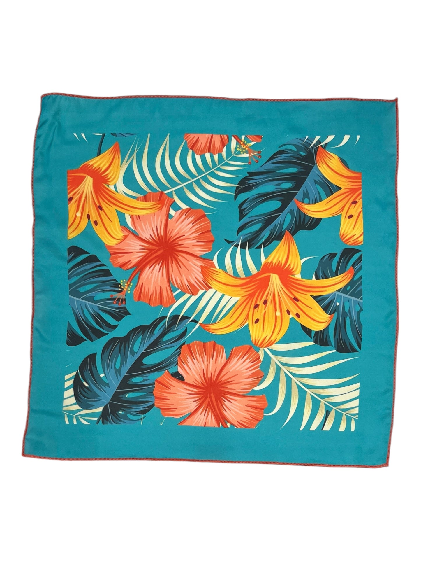 Turquoise Tropical Printed Pocket Square