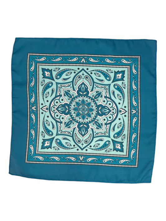 Teal Geometric Printed Pocket Square