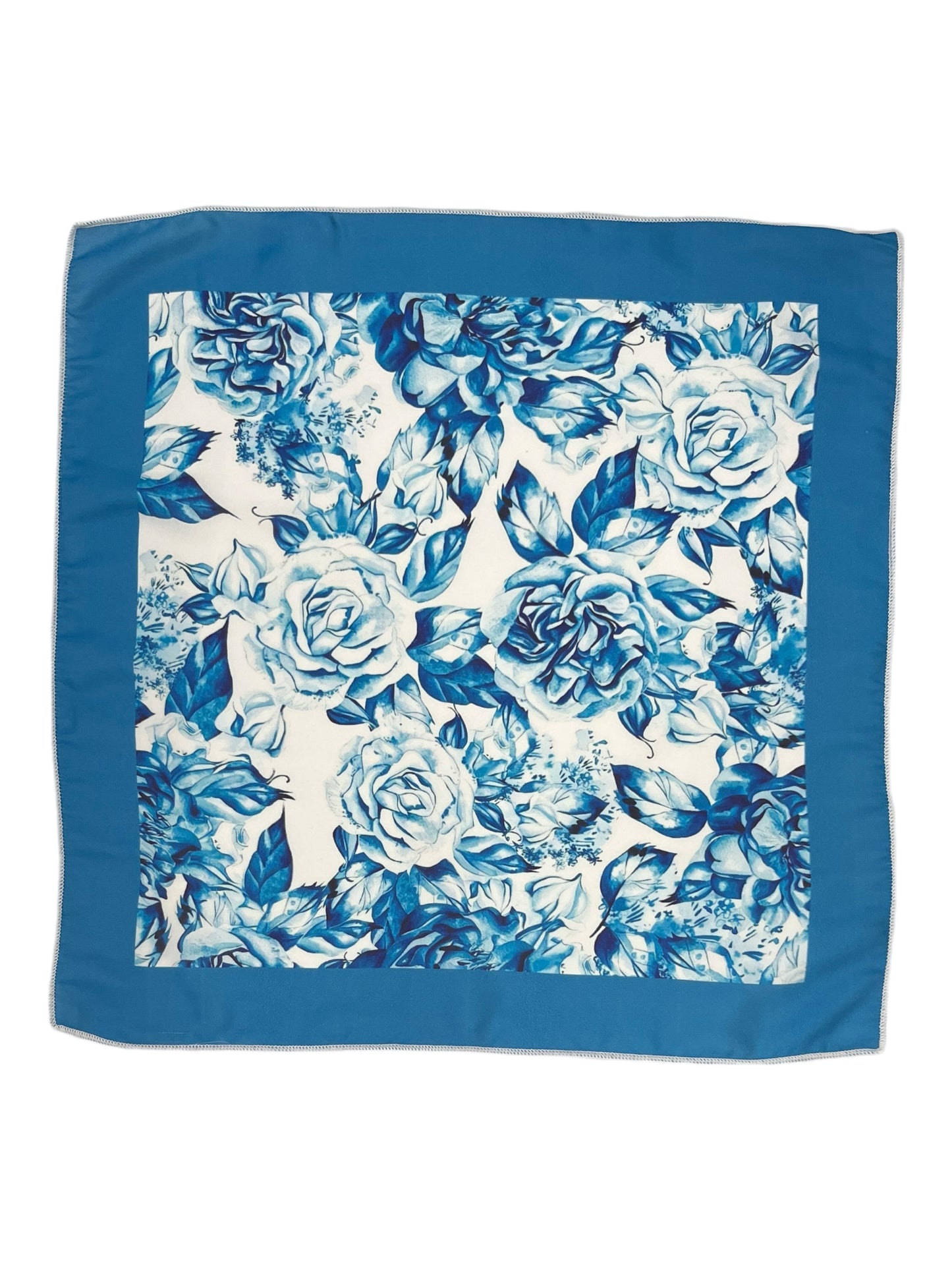 Blue Floral Printed Pocket Square