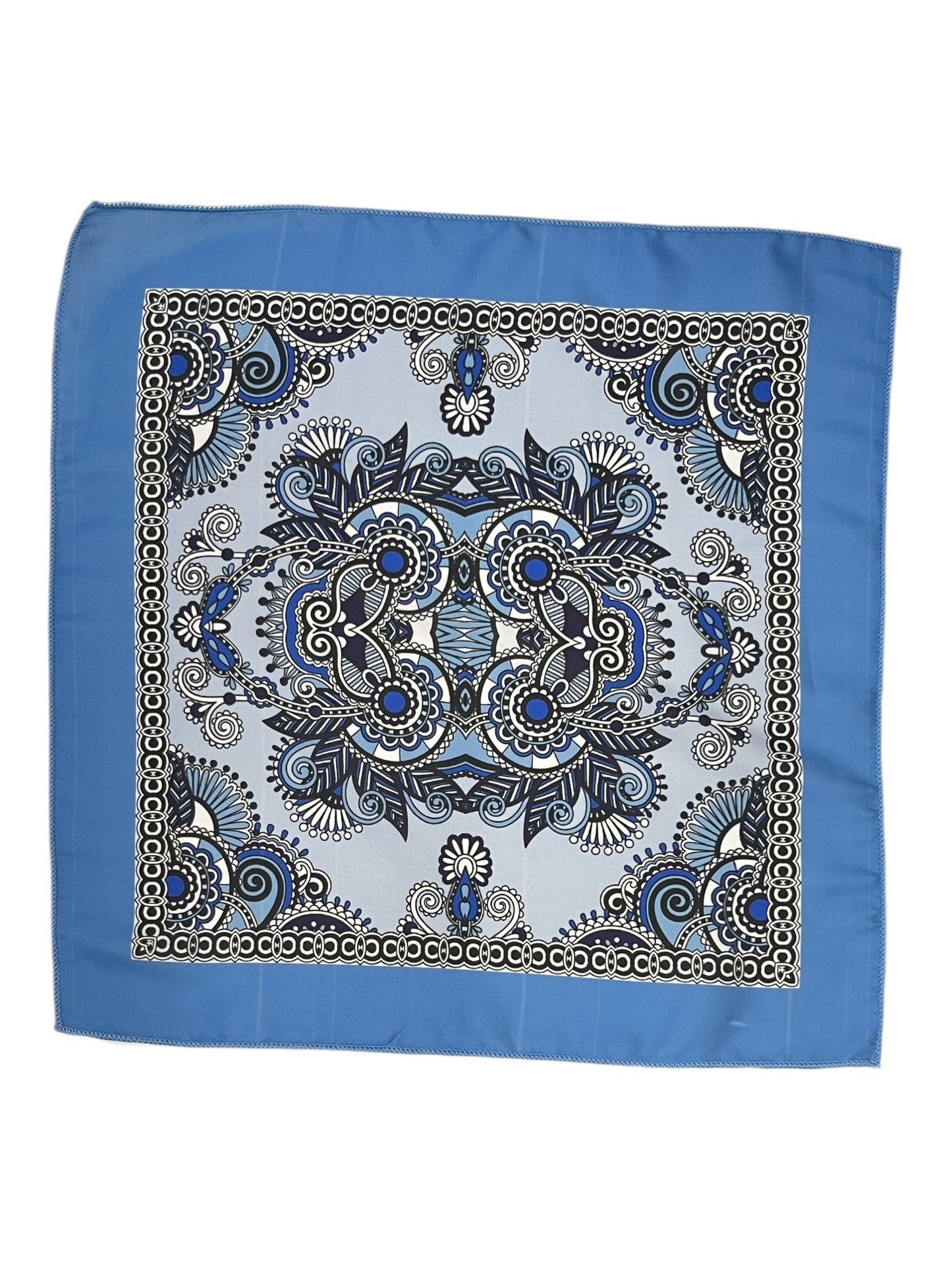 Glaucous Blue Geometric Printed Pocket Square