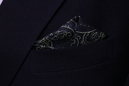 Elegant Green & Black Paisley Tie & Pocket Square