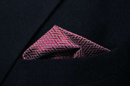 Red Geometric Tie & Pocket Square