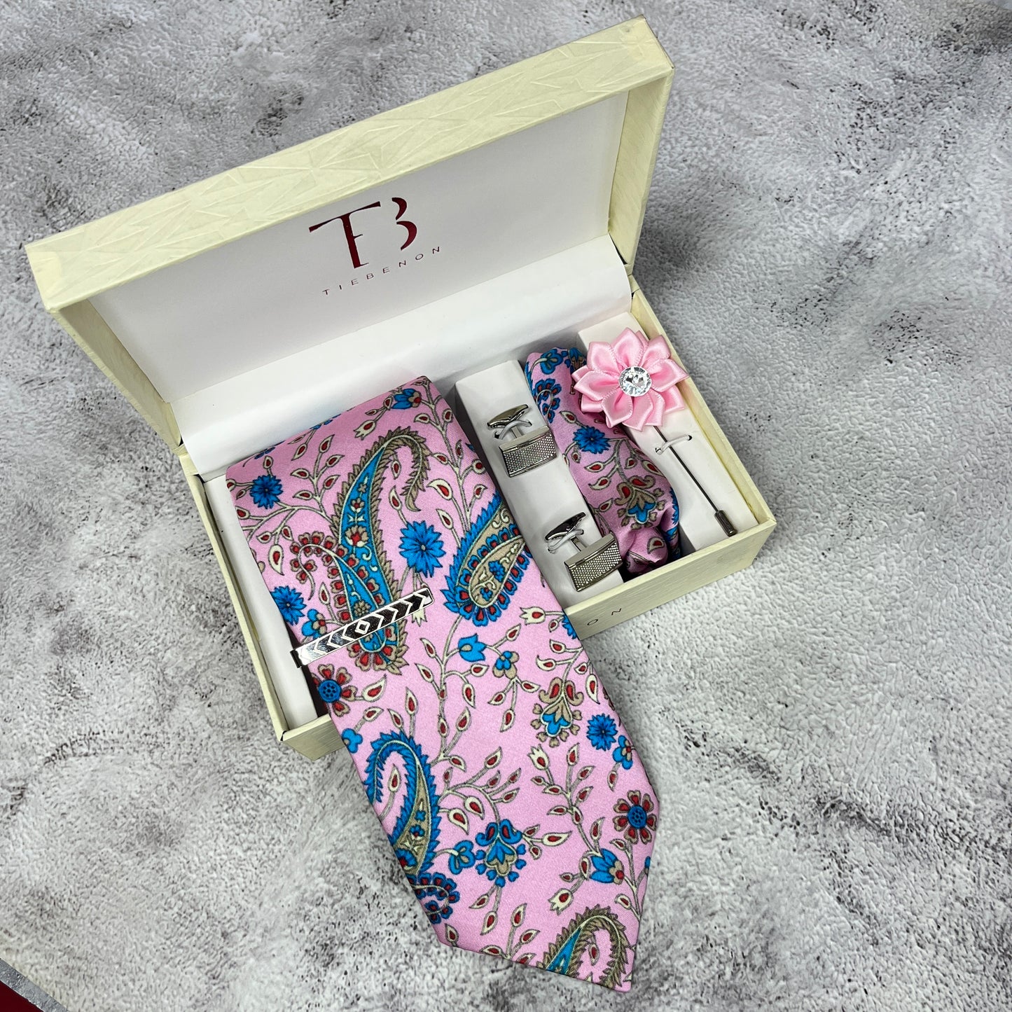 Pink Paisley Printed Silk Tie