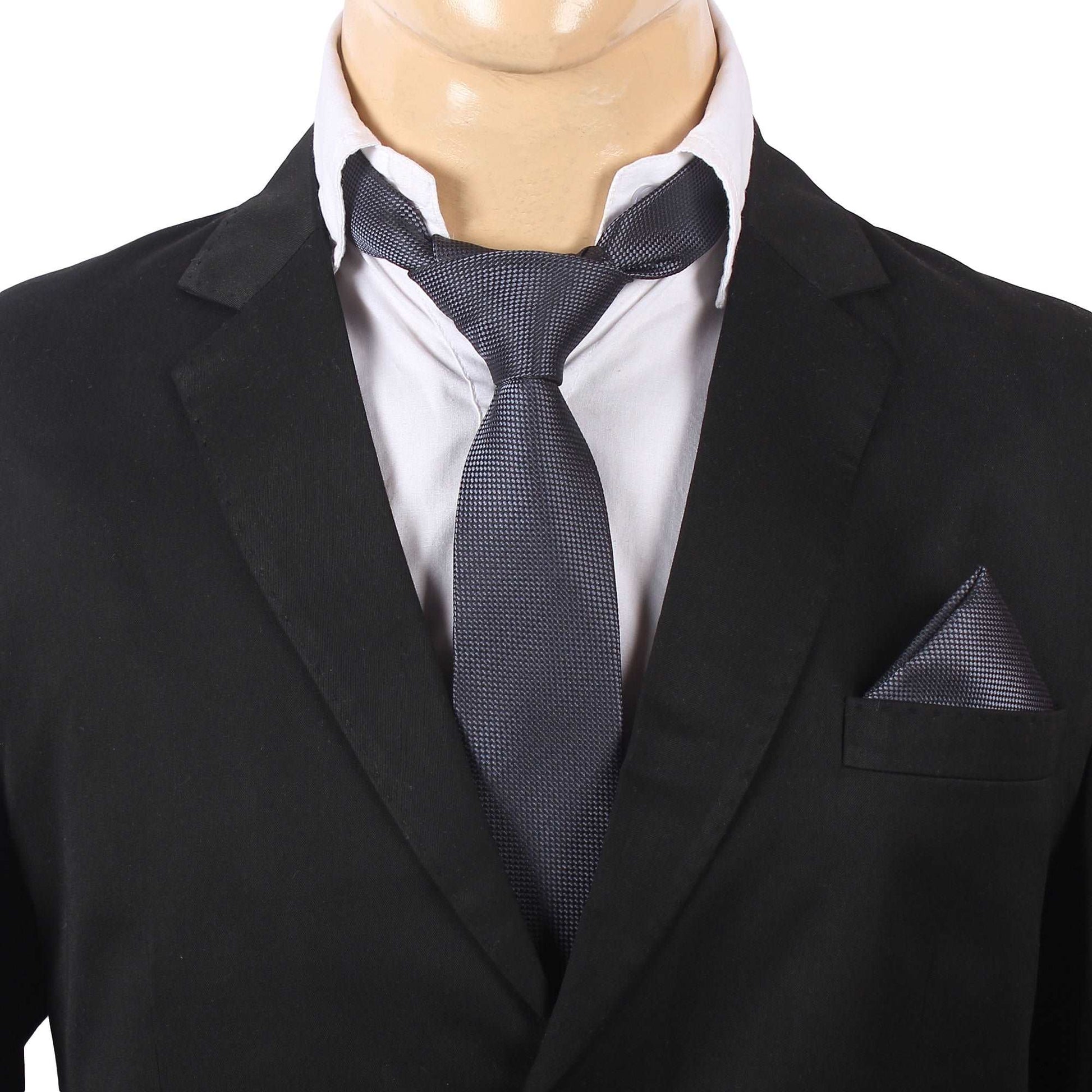 Dark Grey Self Designed Necktie