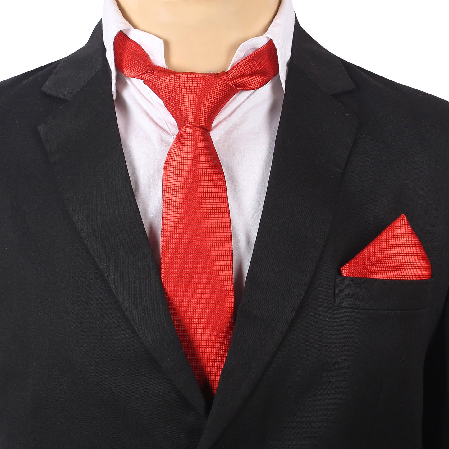 Red Self Squared Necktie