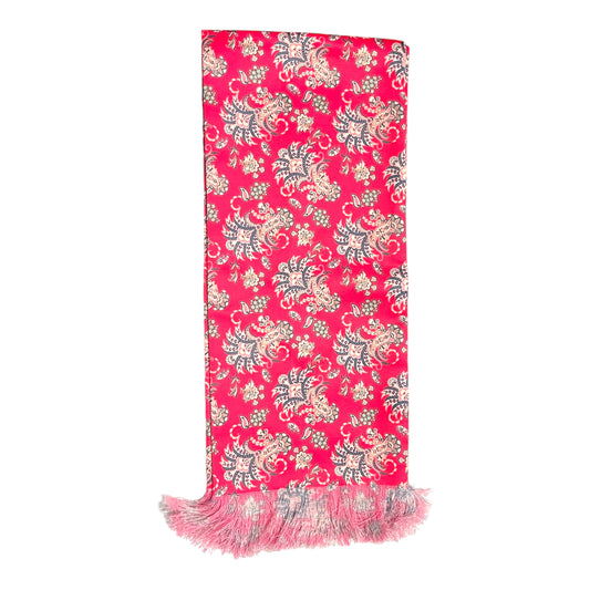 Hot Pink Floral Scarf With Pocket Square