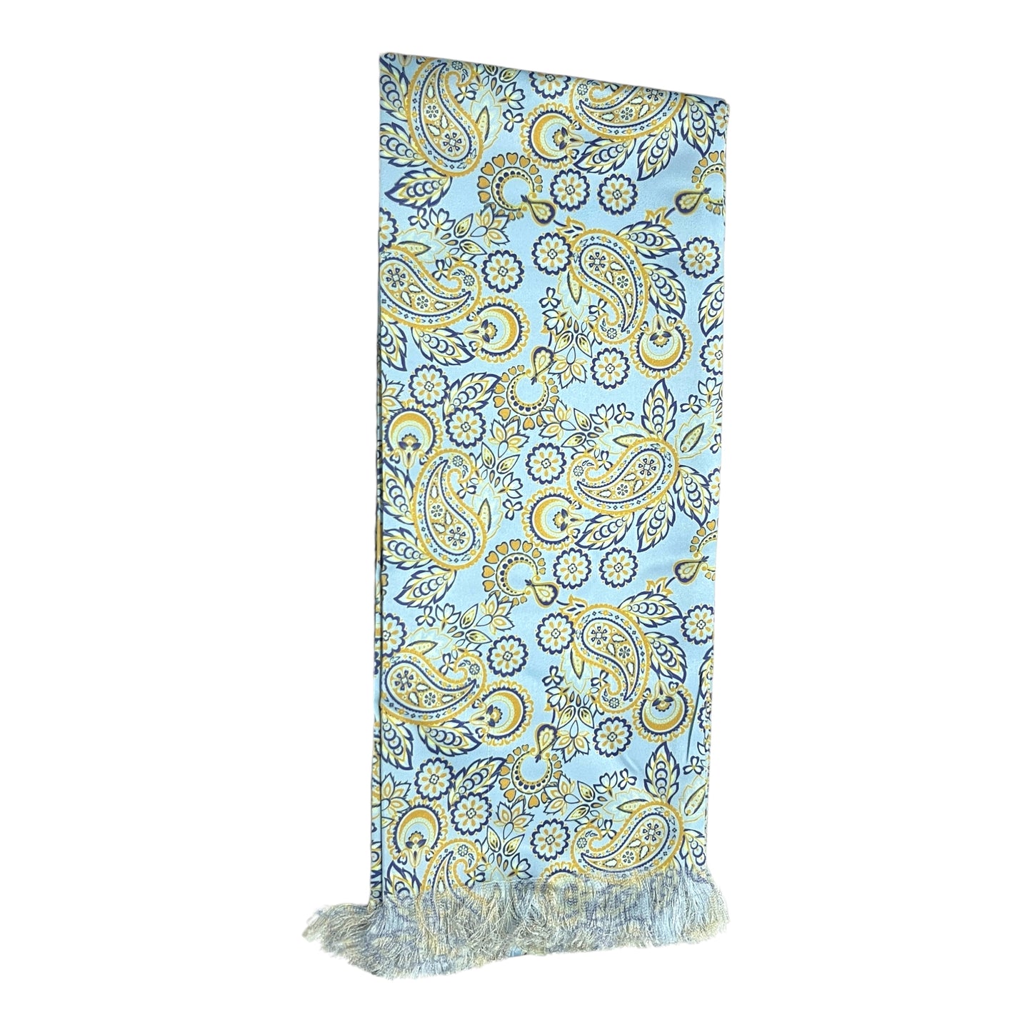 Blue Paisley Printed Scarf With Pocket Square