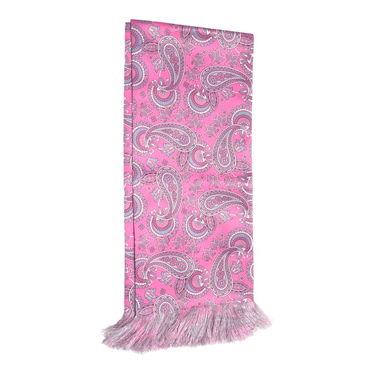 Pink Paisley Printed Scarf With Pocket Square