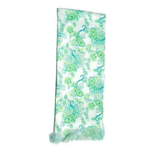 Green Paisley Printed Scarf With Pocket Square