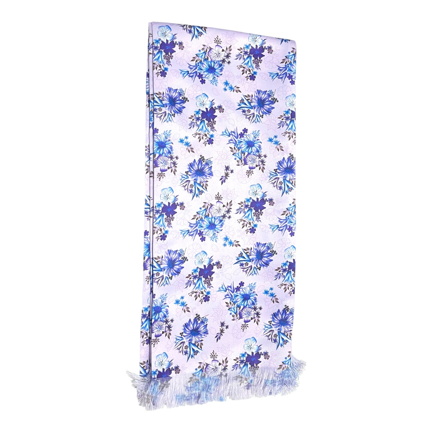 Lavender Floral Printed Scarf With Pocket Square