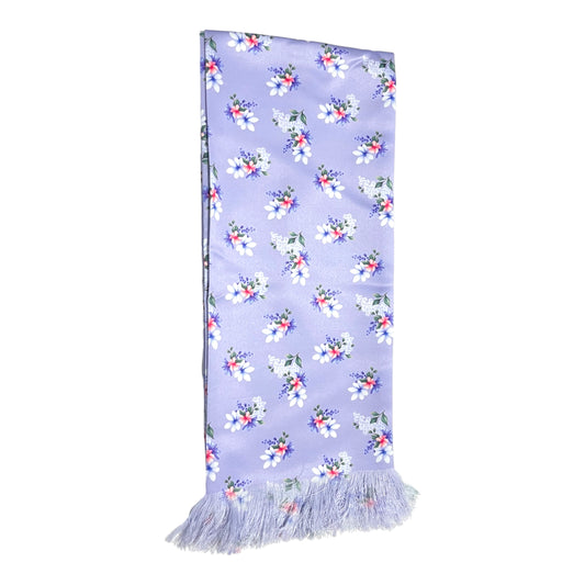 Lavender Floral Printed Scarf With Pocket Square