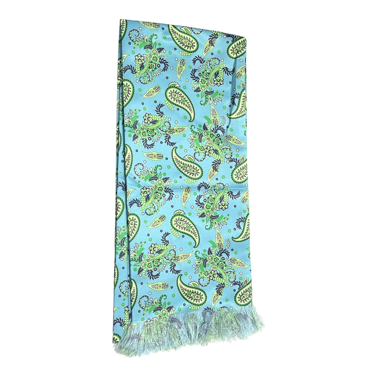 Teal Paisley Printed Scarf With Pocket Square